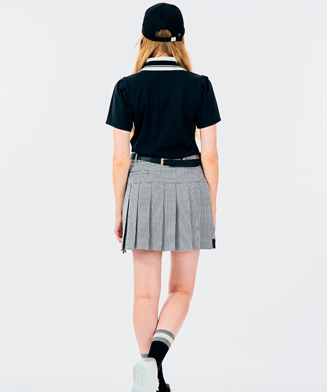 BENECIA 12 Unbalanced Check Skirt - Black
