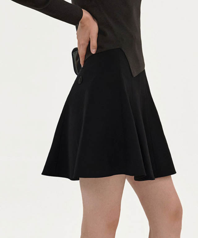 Anell Golf Cotton Flared Skirt - Black