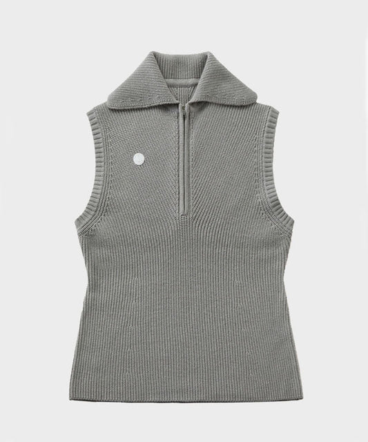 Anell Golf Classic Collar Knit Vest - Pure Gray